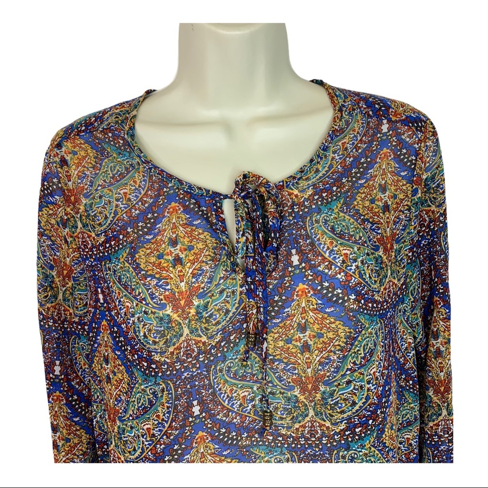 Babeau Bohemian Semi Sheer Tunic Top Blouse